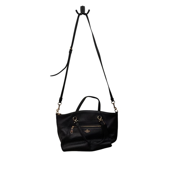 Coach Handbags - Coach Satchel Black Pebbled Leather Crossbody Bag Gold Hardware C2157-79997